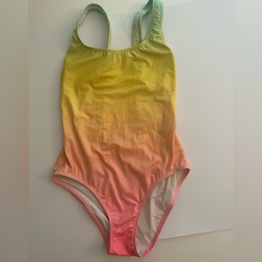 Solid and striped neon ombré one piece